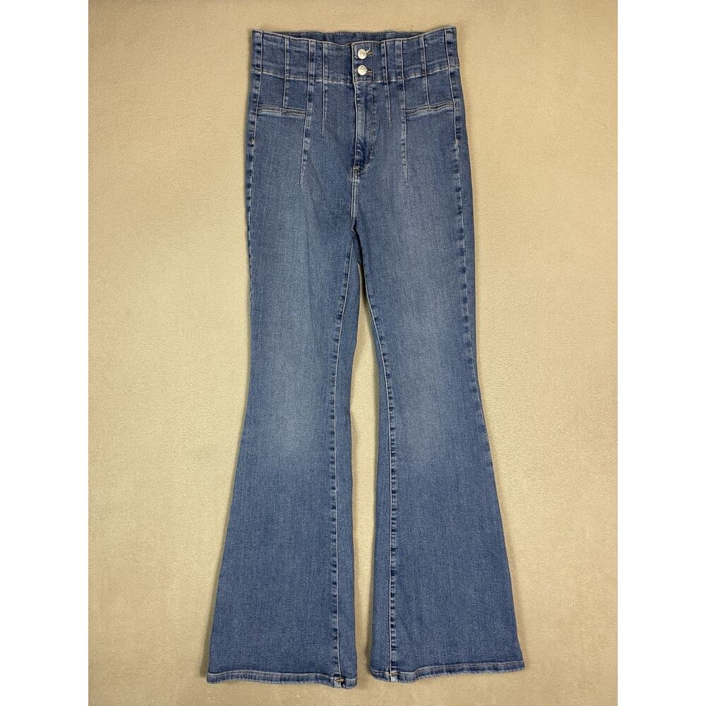 We The Free Jeans Womens 30 Blue Flare Leg High Rise Stretch Y2K Denim